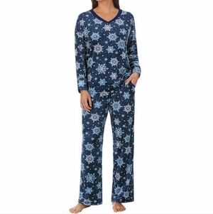 New With Tags Nautica Women's 2 Piece Silky Stretch Fleece Pajama Set Size Large